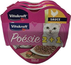 Vitakraft - Консерва "Сърце" от гамата Poesie - ПРОМОКОМПЛЕКТ 3 бр. Пиле с градински зеленчуци